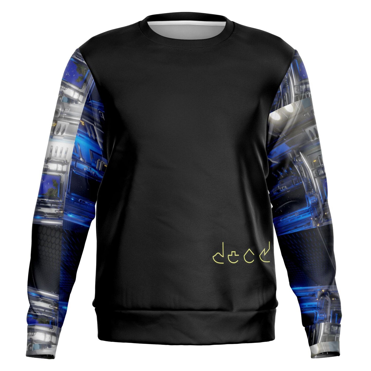 Departing Earth Long Sleeve Sweatshirt – Futuristic Elegance with Artistic Flair