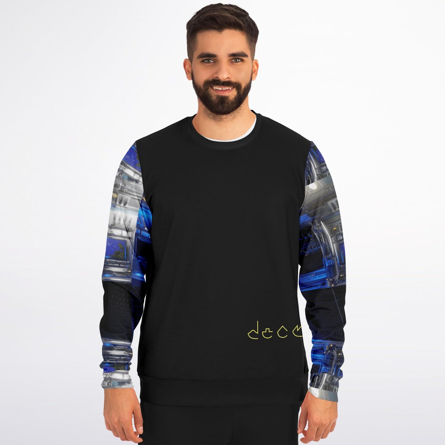 Departing Earth Long Sleeve Sweatshirt – Futuristic Elegance with Artistic Flair