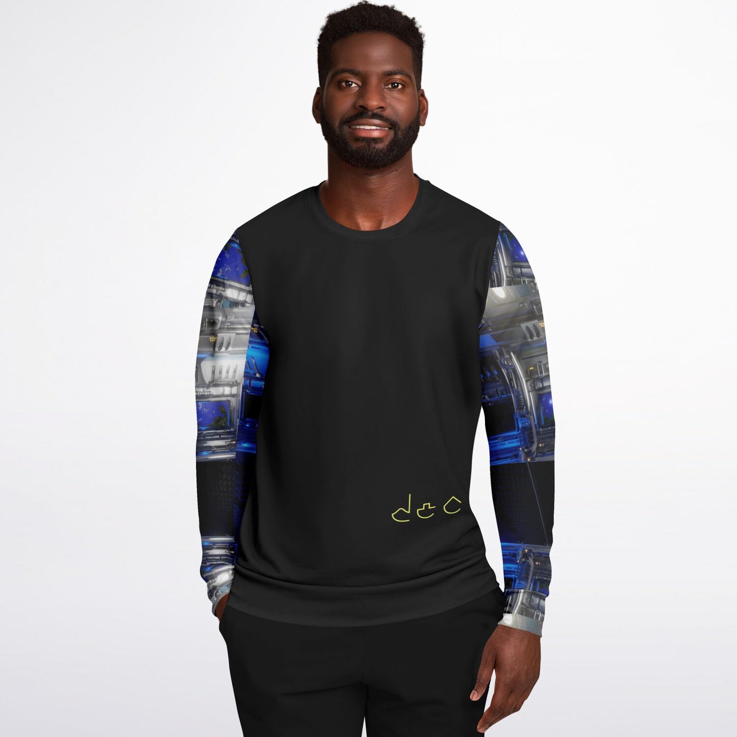 Departing Earth Long Sleeve Sweatshirt – Futuristic Elegance with Artistic Flair