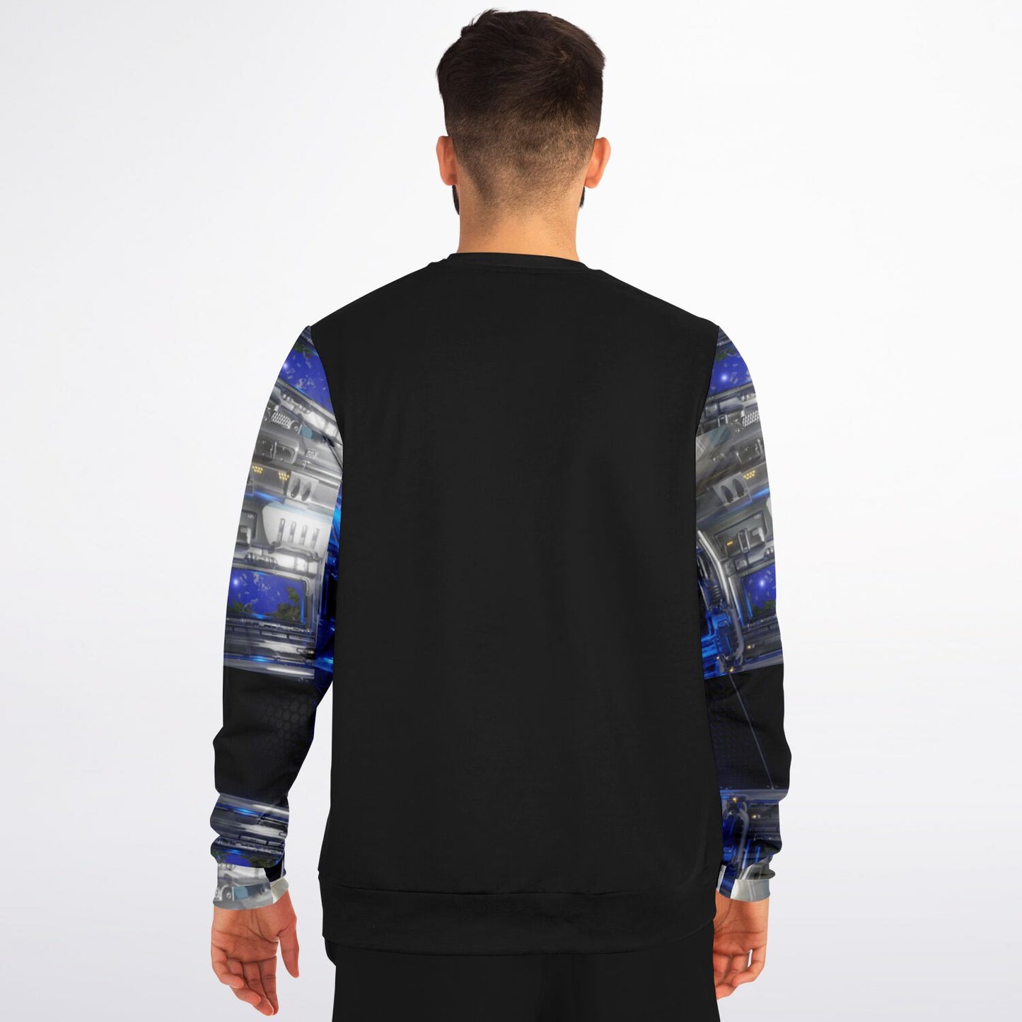 Departing Earth Long Sleeve Sweatshirt – Futuristic Elegance with Artistic Flair