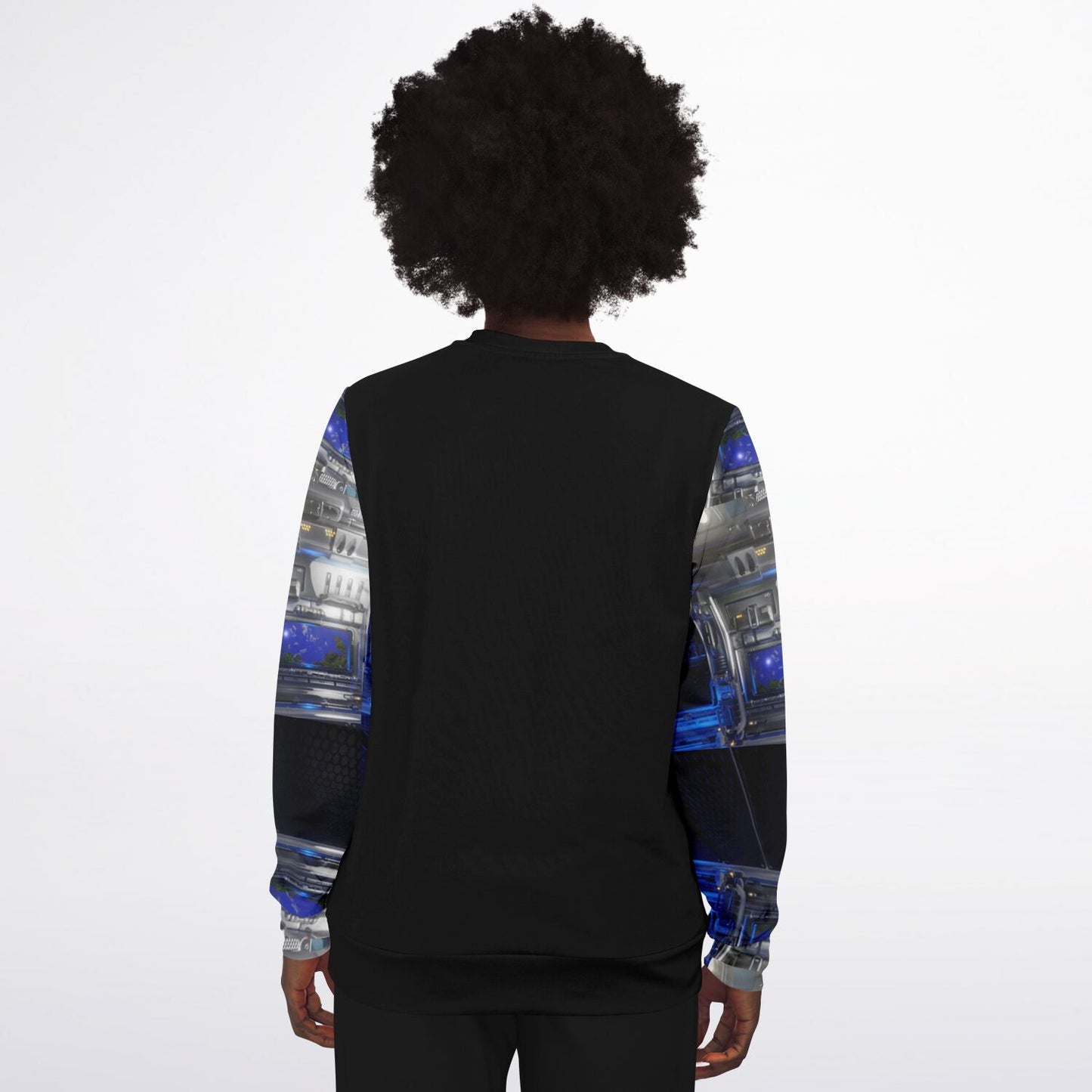 Departing Earth Long Sleeve Sweatshirt – Futuristic Elegance with Artistic Flair