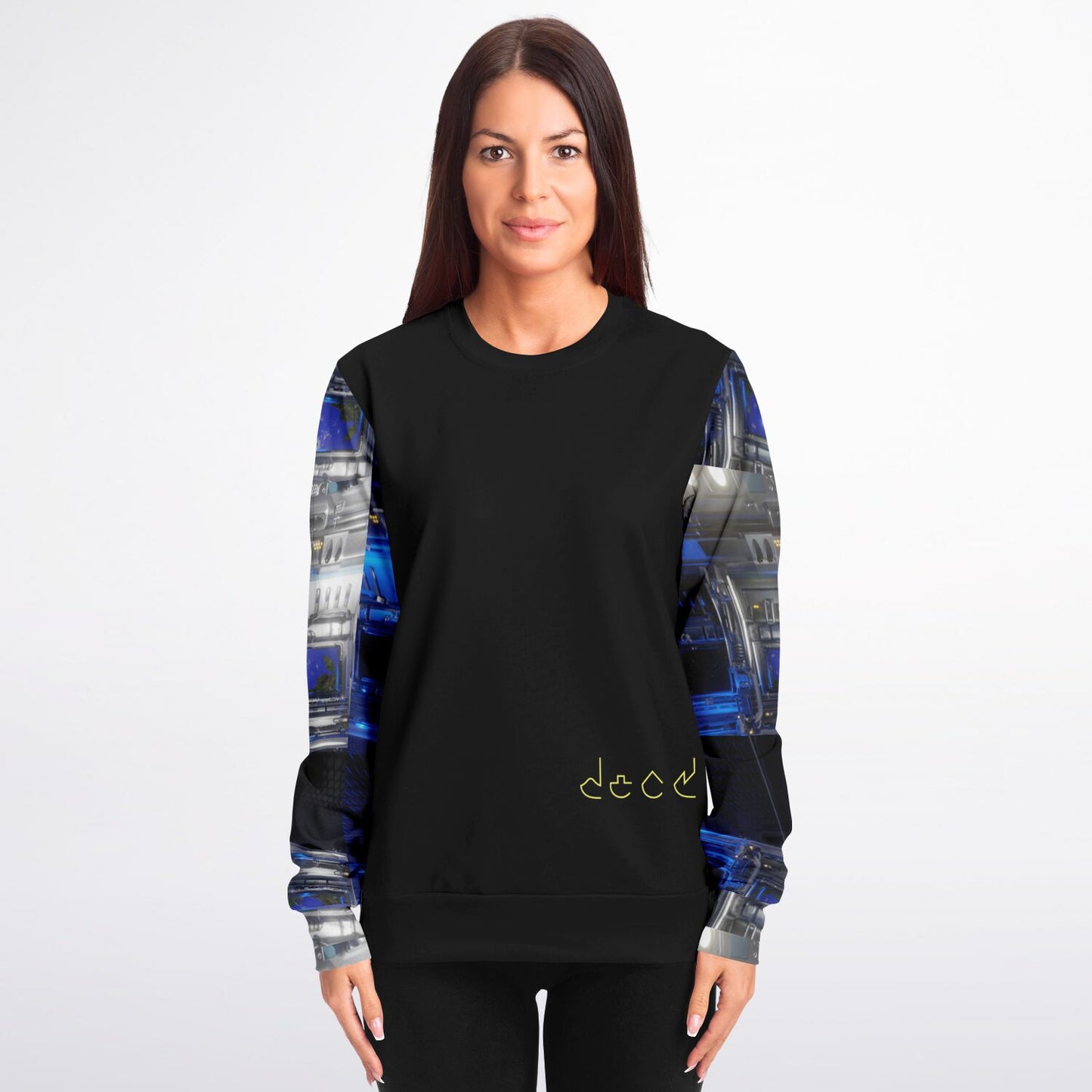 Departing Earth Long Sleeve Sweatshirt – Futuristic Elegance with Artistic Flair